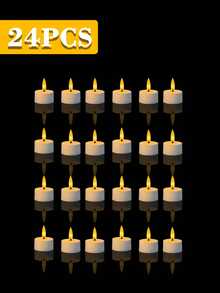 6/12/24pcs LED Candle Lights, Battery Powered Flameless Candles, Tea Lights Candles, Romantic Candle Lights With Timer And Remote Control, Suitable For Birthday Party, Wedding Decoration, Home Decor, Gifts, Fake Candles, LED Candles - 白色 - 查看 9