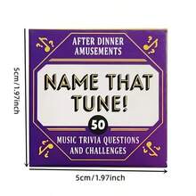 Mini Card Game Name That Tune! 50 Music Trivia Questions & Challenges Game - Family-Friendly Paper Cardstock Edition With Golden Musical Notes & After Dinner Amusements Design For Camping, Holiday Gatherings & Game Nights - Standard Edition, Camping Entertainment | Vibrant Package Design | Cardstock Material - Blue - View 7
