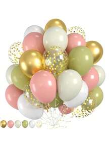 60 بالونة باللون الأخضر النعناعي والوردي، بالونات بيضاء كريمية للشاطئ، بالونات مزينة بالبريق الذهبي، مناسبة لحفلات عيد ميلاد البنات الأميرات، عرض واجهة المتجر، حفلات عيد ميلاد السيدات، حفلات استقبال المواليد، حفلات موضوع حديقة الربيع، ديكور حفلات الزفاف