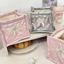 This Adorable Pink 3D Ribbon Or Heart-Shaped Storage Basket Is The Perfect Choice For Christmas And Holiday Decor. It Is Designed To Reduce Desktop Clutter And Is Waterproof, Making It Great For Storing Cosmetics, Organizing Makeup Brushes And Skincare Products, While Also Serving As A Beautiful Desktop Decoration. Additionally, It Can Be Used As A Cosmetic Organizer, Plastic Basket, Toy Basket, Home Decor, And Room Or Bedroom Decor, Making It An Excellent Gift For Friends And Family. - Multicolor - View 6