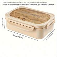 33.81oz Bento Lunch Box With Utensils, Square Compartment Microwave Lunch Container, Leak-Proof Food Storage, Suitable For Office Workers, Back To School, Classroom, College, Outdoor Dining, Study Supplies, Kitchen Organization And Storage, Kitchen Accessories - Multicolor - View 3