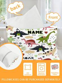 2PCS 100% Polyester Personalized Customization Customized Cartoon Dinosaur Theme Bedding Set Double-Faced Printing Customized Bedding Set(1 Single-Sided Printed Pillowcase+1 Double-Sided Printed Duvet Cover), 3D Two Sided Printing Anime Cartoon Children'S Bedding Set For Boys And Girls - Multicolor - View 5