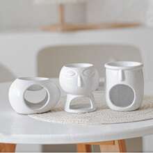 1PC Nordic-Style Simple Ceramic Candlestick Desktop Decorative Items, Creative Face Aroma Diffuser Decoration, DIY Handicrafts, Gift Decoration, Home Decorative Items