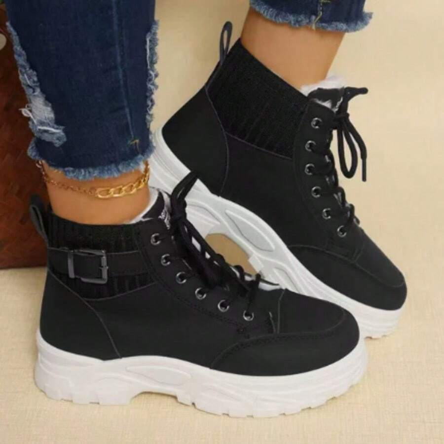 Stylish Personalized Winter Boots For Women - Adorable Spicy Girl Mid-Length Snow Boots, Cozy And Warm,Fluffy Boots - Black - View 1