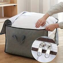 Extra Large(90L) Storage Bag With Clear Window, Reinforced Handles, Secure Zipper - Foldable Closet Organizer For Blankets And Quilts, Mother'S Day Gifts, Father Day Gift, Easter Basket Stuffers, Home Decor, Room Decor, Bathroom Decor, Cover For Home, Cooling Gel, Home Essentials, Wedding Essentials, Back To School Supplies, Storage Box - Xám và Trắng - Xem 2