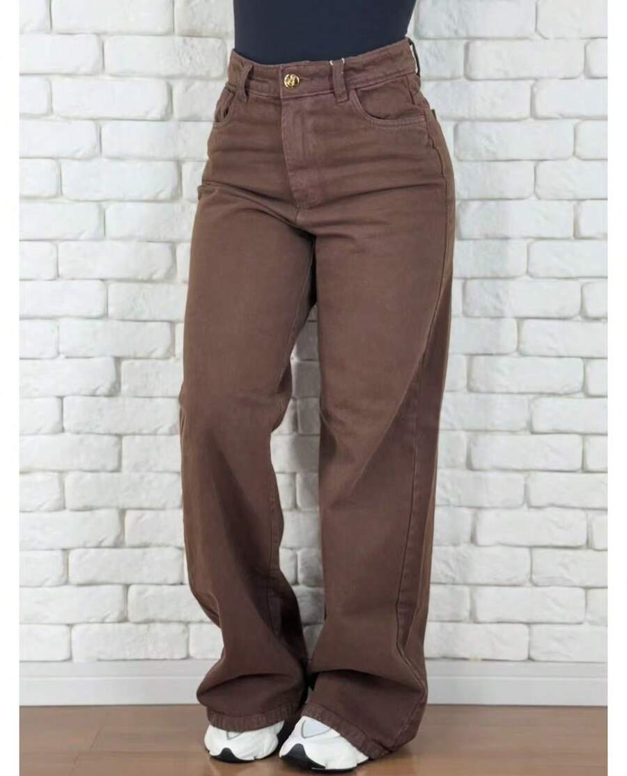 Women's High Waisted Butt Lifting Pantaloon Jeans - CAFE - 查看 1