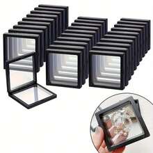 15 pezzi Eleganti scatole di esposizione nere 3D con membrana elastica - Scatole di immagazzinaggio gioielli in plastica a prova di polvere, adatte per collane, bracciali, anelli, monete, orecchini, spille - Ottimo per uso al dettaglio e personale, stile moderno, montaggio da tavolo, chiusura a scatto, superficie lucida, espositore per gioielli personali | Scatola per esposizione di moda | Scatola di con chiusura, Espositore per gioielli, Scatola per gioielli