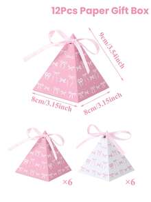 12Pcs Bow Triangle Gift Box,Triangular Gift Box,Triangle Pyramid Candy Gift Box,Baby Shower Party Favor Box,Pink Birthday Decorations,Bow Birthday Decorations,Pink Bow Birthday Decorations,Baby Shower Party Decor,Gender Reveal Party Decor,1st Birthday Party Decoration