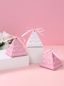 12Pcs Bow Triangle Gift Box,Triangular Gift Box,Triangle Pyramid Candy Gift Box,Baby Shower Party Favor Box,Pink Birthday Decorations,Bow Birthday Decorations,Pink Bow Birthday Decorations,Baby Shower Party Decor,Gender Reveal Party Decor,1st Birthday Party Decoration