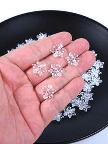 100/200/500 Stücke 15mm Weihnachts-Schneeflocken Perlen, transparente Acryl-Schneeflocken Großpackung für Schmuckherstellung, DIY Halskette Ohrringe Armbänder Bastelbedarf, Weihnachts-Accessoires