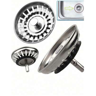 1/2 件装不锈钢厨房水槽滤网，抛光排水塞带毛发收集器，水槽排水过滤器，浴室毛发收集器，水槽滤网过滤器，排水收集器，用于浴室和厨房排水保护，家居清洁，厨房清洁，派对清洁