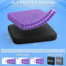 Gel Seat Cushion For Long Sitting Enlarged And Thickened Patent Design Office Chair Seat Cushion Breathable Cooling Pads For Chairs Soft Car Cushions For Wheelchair Large Black - 黑色+大號 - 查看 2