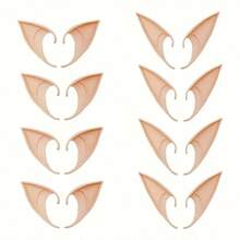 Halloween Elf Ears Cosplay Props - Pointed Elf Ears, Suitable For Role Play, Party Dress-Up And Halloween Decoration - Durable Rubber Material, Lightweight And Easy To Wear, No Feather Design, Beige And Multicolor Options, Fantasy Style, Soft And Lightweight, Essential Party Accessory