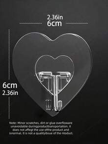 10 pièces Crochets muraux transparents puissants et adhésifs - Style décontracté, faciles à installer sans perçage, crochets pratiques en forme de cœur en plastique, réutilisables, pour serviettes, vêtements et clés - Installation facile sans perçage, convient pour la cuisine et la salle de bain, organisateur de rangement mural, décoration de salle de bain, automne, Halloween, Noël