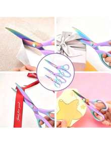 3 Stücke/Set robuste Haushaltsscheren, buntes Scheren-Set - scharfe Titan-Stahlklingen, weiche Gummigriffe, Mehrzweck-Edelstahlscheren für Büro, Nähen, Basteln, Schulmaterial