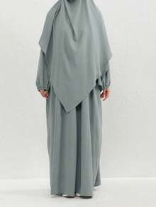 2pcs/Set Elegant (Muslim Dress + Headscarf + Belt) Classic Versatile Abaya For Women's Daily Wear - Multicolor - View 11