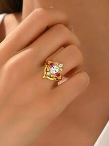 2pcs/Set Elegant Zirconia Horse Eye Stackable Engagement Wedding Party Rings For Women