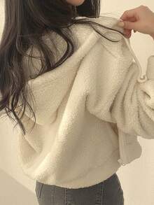 Abrigo grueso y cálido con capucha para mujer, chamarra para dama, chamarra para dama, abrigo con bolsillos con cremallera para mujer, sacos elegantes de mujer, abrigos elegantes para dama, cardigan mujer. - Albaricoque - Ver 2