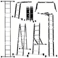 3.5M 12 IN 1 Excel Aluminium Combination Step Ladder Foldable Multi-Purpose - Black - View 3