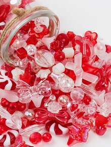 1 sac/20g de perles acryliques mélangées au hasard pour bracelet, collier, chaîne de téléphone, fleur, nœud, accessoires de bijoux en forme de cœur DIY (styles aléatoires)