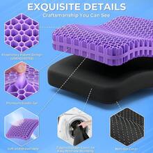 Gel Seat Cushion For Long Sitting Enlarged And Thickened Patent Design Office Chair Seat Cushion Breathable Cooling Pads For Chairs Soft Car Cushions For Wheelchair Large Black - 黑色+加大尺寸 - 查看 4