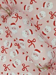 5/10/20/40pcs Christmas Santa Claus Tissue Wrapping Paper - Pink Background With Red & White Santa & Bow Design | Handmade Durable Gift Wrapping & Party Decorations For Christmas, Festive Packaging, Christmas Decorations, Festive Paper, Thin Paper, Santa Claus Theme, Highquality Paper
