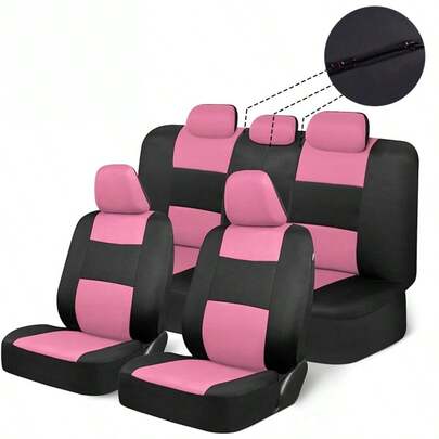 REMAX 9pcs Fabric Car Seat Covers Combos Set Compatible Universal Fit Auto Accessories For Women New Design