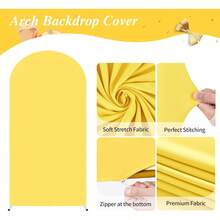 Yellow Arched Background Cover4feet,5 Feet, 6 Feet, 6.6 Feet, 7.2 Feet Wedding Arch Cover 2 Side Spandex Accessories Fabric Arch Background Dome Arch Background Fabric For Birthday Party Wedding Arch Stand Decoration (Shelf Not Included, Fabric Background Only)