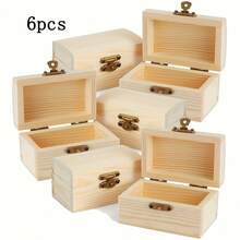 Natural Wooden Treasure Box With Safety Latch - Stackable, Suitable For DIY Crafts, Pirate Party Favors, Wedding Decorations, Gift Boxes - Customizable Paint, Stains, Varnish - Great For Scavenger Hunts And Themed Events, Treasure Chests, Themed Party Supplies, Classic Wooden Appearance, Stackable Storage, Sturdy Construction, Craft Supplies, Craft Enthusiasts