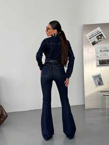 SQUALO Jeans de mujer con efecto lavado en azul, desgarrados y con efecto desgastado, estilo urbano
