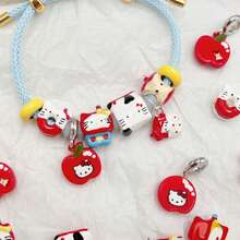 Sanrio Beads Of Dopamine Drip Oil Alloy Hand-Painted Large Hole Beads DIY Bracelet Cute KT Apple Versatile Accessories Finished Product