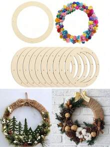1 pièce Couronne de Noël ronde, Anneau en bois pour artisanat de fête, couronne, décoration de fête de Noël, décoration de scène de fête, faveurs de fête, sapin de Noël