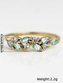 1 pieza Anillo de plata de ley 925 con circonita cúbica, joyería de boda elegante para mujer, joyería fina