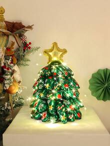 6/10 buc/set mini baloane folie în formă de brad de Crăciun cu decor stea - decor multicolor roșu, verde, auriu cu fulgi de zăpadă și acadele, potrivit pentru petreceri de sărbători, sărbători interioare/exterioare, decor de Crăciun cu baloane, decorațiuni și cadouri de Crăciun, decor de ziua de naștere cu tematică de Crăciun