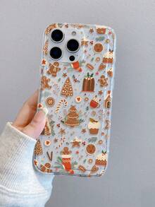 1 pieza Elemento navideño de hombre de jengibre, Funda protectora de teléfono TPU transparente a prueba de golpes, adecuada como regalo navideño compatible con Apple iPhone XS/XS Max/XR/11 12 13 14 15 16 Pro/Pro Max/14 15 16 Plus/17, unisex, también para teléfonos Samsung