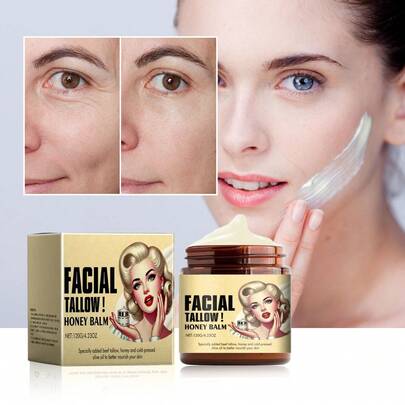 Sebo de res para la piel, Bálsamo de sebo y miel, Humectante facial de sebo de res, Sebo de res para el rostro, Crema orgánica de pasto terminado de pasto, Humectante, Loción corporal, Cuidado de la piel, Crema corporal (1 pieza)