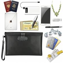 حقيبة وثائق مقاومة للحريق، حقيبة مقاومة للماء لحفظ الأموال، كيس حفظ آمن للنيران مع سحاب لملفات النقدية المنزل والمكتب