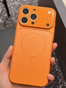 1 件豪华玻璃镜头保护磁性无线充电橙色手机壳适用于 17 AIR 16 15 14 13 Pro Max Plus 柔软硅胶后盖 - 橘色 - 查看 5