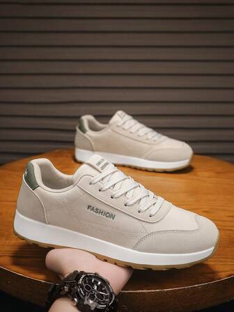 Men's Versatile Flat Casual Sports Shoes, Woven Texture Suede Combination, Comfortable And For Multiple Occasions