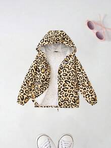 Tween Girl' Casual Jacket, Cute Leopard Print With Pockets, Hooded Windproof Waterproof Outerwear