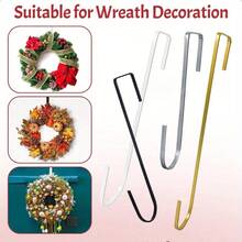 1 pezzo Gancio in ferro robusto per ghirlande da appendere alla porta d'ingresso - Design alto per esterni, ganci neri per decorazioni natalizie, pasquali e di Capodanno, decorazioni durevoli per ghirlande e fiori sulla porta, ghirlande natalizie per la porta d'ingresso, design elegante del gancio, lavorazione in materiale di qualità