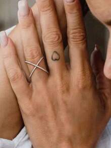 1枚S925纯银X形精致戒指，女士拇指戒指，精美珠宝礼品 - 銀色 - 查看 3