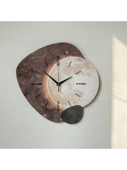 1pc 2D Flat Textured Planetary Blocks Silently Wand Clock, Super Silent Quartz Movement, No Ticking, ating Clocks In Living Rooms, Bedroom, Offices, Kitchens, Cafes, Perfect ative Friends Family Home Room view 8