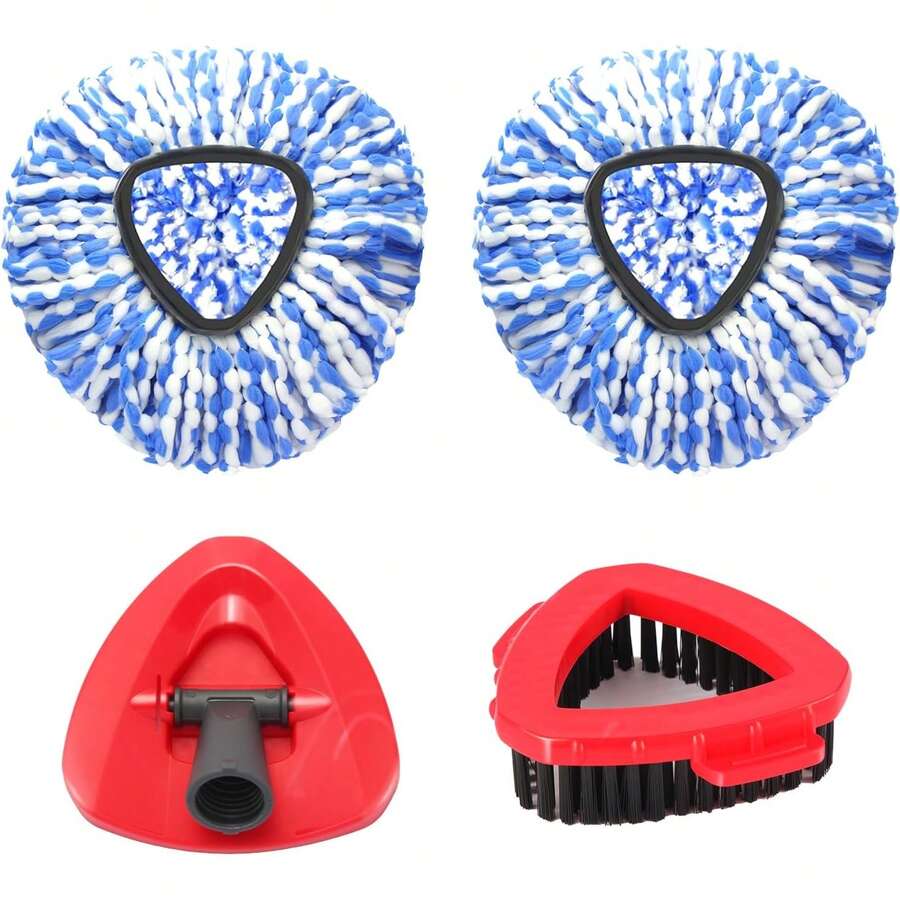 Cabezales de repuesto para el sistema de trapeador giratorio y limpieza por enjuague OCedar, con 2 recambios de trapeador de microfibra, 1 cepillo de fregar y 1 base de trapeador, combo 2687 - Verde - Ver 1