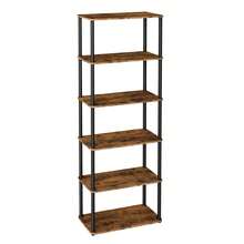 VASAGLE Montaje Súper Rápido sin Herramientas, Estantería de Almacenamiento de 6 Niveles, 23,8 x 60 x 173,4 cm, para Salón, Dormitorio, Cocina, Marrón Rústico y Negro Tinta - País marrón - Ver 6