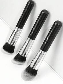 MAANGE 1 pieza/3 piezas/4 piezas Brocha de base de cabeza plana, herramientas de maquillaje con fibra suave para un fácil transporte, brocha para viaje