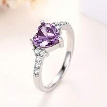 1pc Women's Fashion Ring, Cute & Sweet Style, Cubic Zirconia Heart Inlaid Ring, Suitable For Valentine's Day, Vacation, Commute, Date, Party, Wedding, Engagement, Gift For Wife, Girlfriend, Mother Birthday, Anniversary, New Year, All Seasons