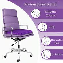 Gel Seat Cushion For Long Sitting Double Thick Office Desk Home Wheelchair Seat Cushions For Back Hip Sciatica Tailbone Pain Sore Pressure Relief Gel Cooling Game Chair Pads For Car Truck Driver - 紫色 - 查看 7