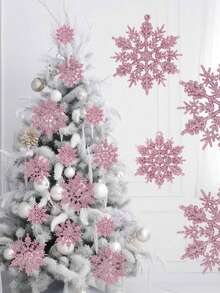 12 pièces - Boules de Noël roses, 60 mm/2,4 po Ornements d'arbre de Noël décoratifs en plastique incassable, assortiment de boules de Noël pour décorations de mariage, fête des mères, fête