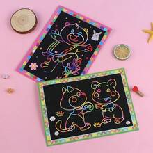 1 Stück/Set Kratzkunst-Tafel, kreative Kratzmalerei-Karte, Lernspielzeug für Kinder, inklusive Bambus-Stift - geeignet für Stickerei, Reisen, Klassenzimmer, Fidget, Mini-Artikel, Bad, Weihnachtsstationery, Stressball, Geburtstag, Weihnachten, Halloween, Heiligabend Geschenke, perfekte Geschenke